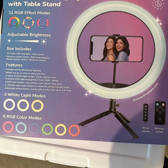 Color LED Ring Light with Phone Holder - Picture 2 of 2